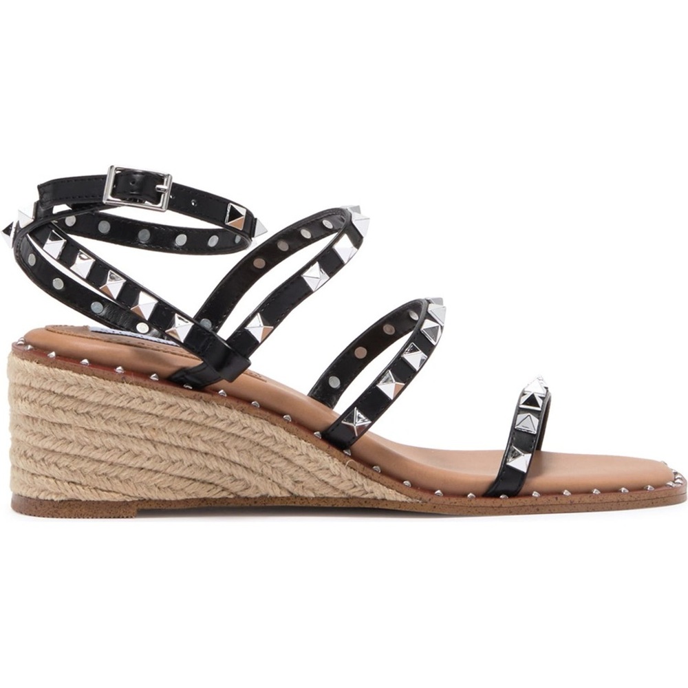 Steve Madden Black and Silver Studded Wedges